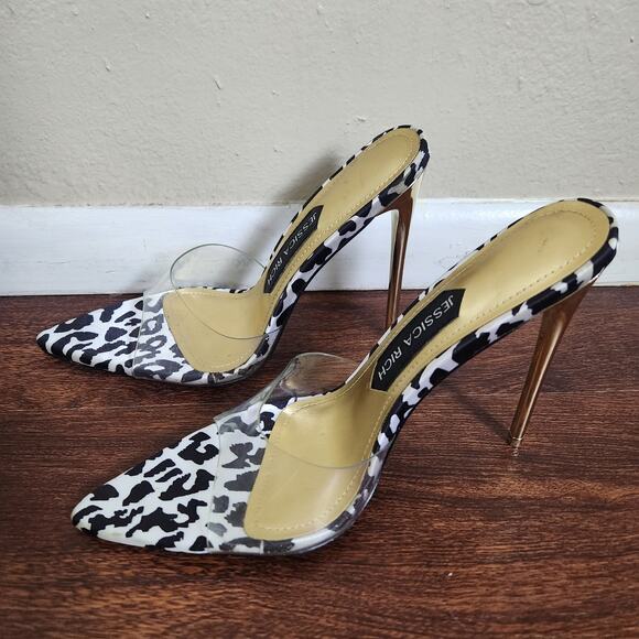 New NWOT Jessica Rich Racy Mule Pointed Toe Sandal Stiletto Heel Leopard Size 6 - Picture 5 of 12